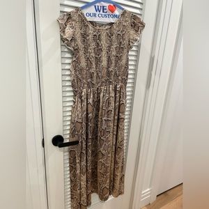 THML snake smocked dress